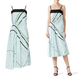 Cedric Charlier Stripe Ruched Midi Dress - Size 6